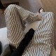 New minimalist and sweet black and white striped sleeping pants for women in plus size, loose and casual for home use, can be worn outside, and long pants for strolling New minimalist and sweet black and white striped sleeping pants for women in plus size, loose and casual for home use, can be worn outside, and long pants for strolling