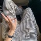 New minimalist and sweet black and white striped sleeping pants for women in plus size, loose and casual for home use, can be worn outside, and long pants for strolling New minimalist and sweet black and white striped sleeping pants for women in plus size, loose and casual for home use, can be worn outside, and long pants for strolling