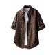 Summer new leopard print American style full print handsome shirt, casual short sleeved shorts set, versatile and trendy two-piece set Summer new leopard print American style full print handsome shirt, casual short sleeved shorts set, versatile and trendy two-piece set